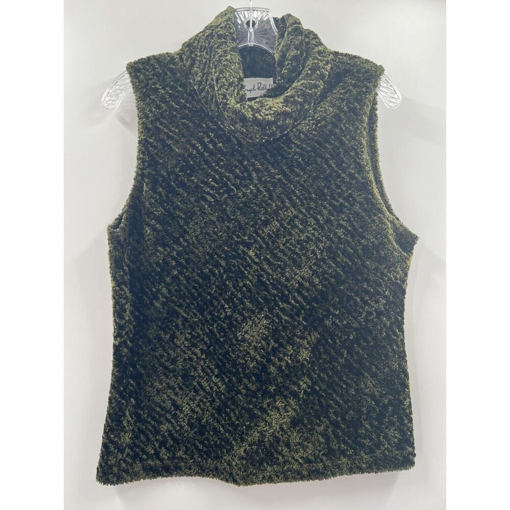 Joseph Ribkoff Women’s Chenille Sleeveless Cowl Neck Top Tank Olive Green M - Picture 1 of 5
